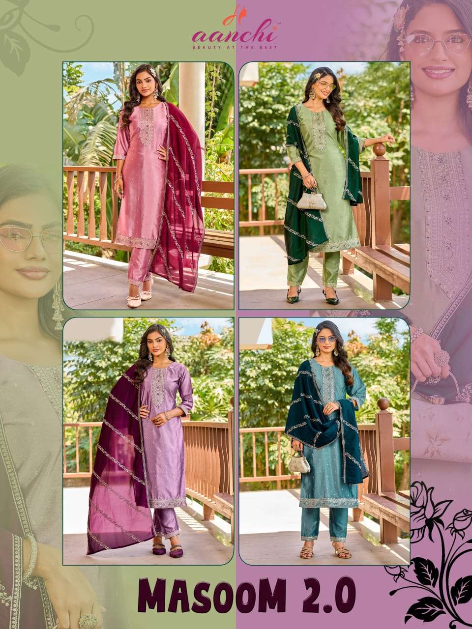 Aanchi Masoom Vol-2 Crystal Silk Punjabi Suit Set - Amrah Wholesale
