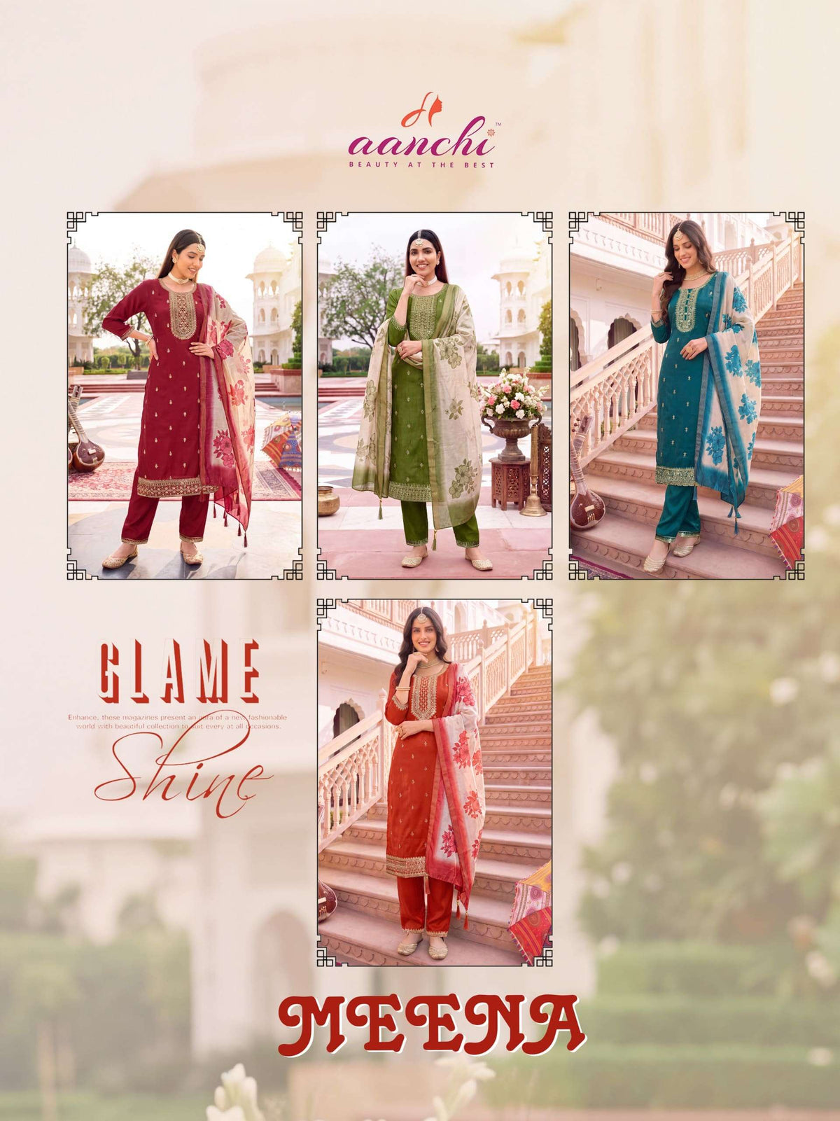 Aanchi Meena Satin Embroidery Ready To Wear Punjabi Suit