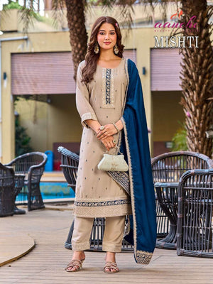 AANCHI MISHTI Vichitra Silk Salwar Suit Set - Amrah Wholesale