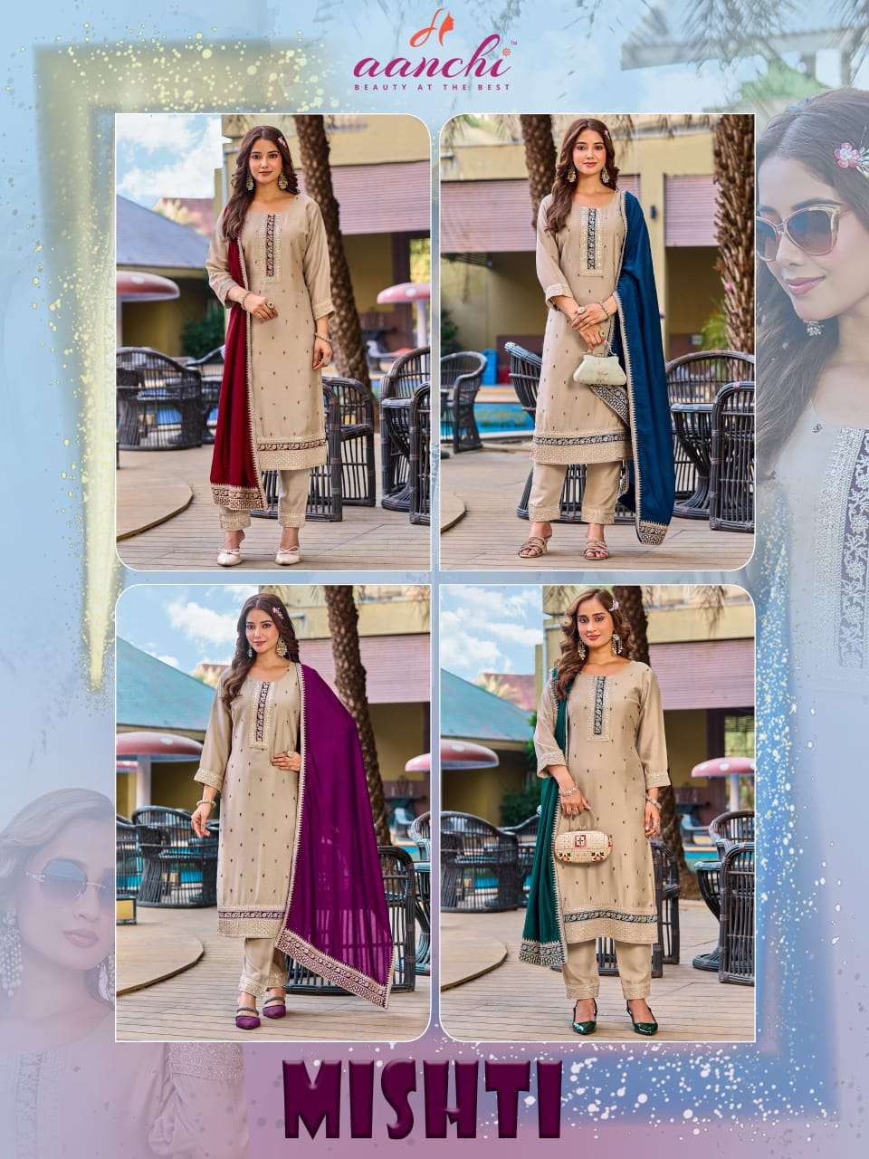 AANCHI MISHTI Vichitra Silk Salwar Suit Set - Amrah Wholesale