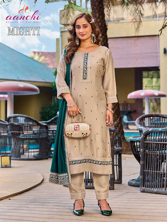 AANCHI MISHTI Vichitra Silk Salwar Suit Set - Amrah Wholesale