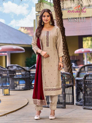 AANCHI MISHTI Vichitra Silk Salwar Suit Set - Amrah Wholesale