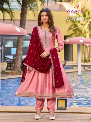 AANCHI NARGIS Vichitra Silk Salwar Suit Set Wholesale Surat - Amrah Wholesale