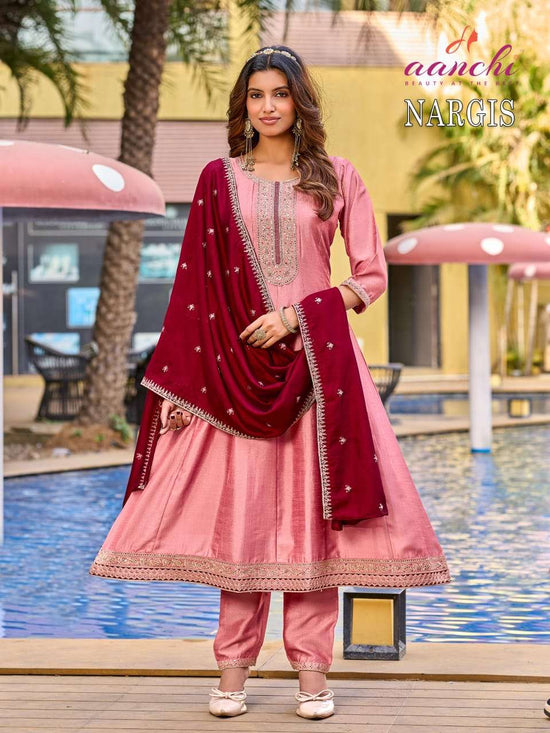 AANCHI NARGIS Vichitra Silk Salwar Suit Set Wholesale Surat - Amrah Wholesale