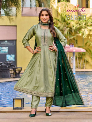 AANCHI NARGIS Vichitra Silk Salwar Suit Set Wholesale Surat - Amrah Wholesale