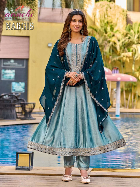 AANCHI NARGIS Vichitra Silk Salwar Suit Set Wholesale Surat - Amrah Wholesale