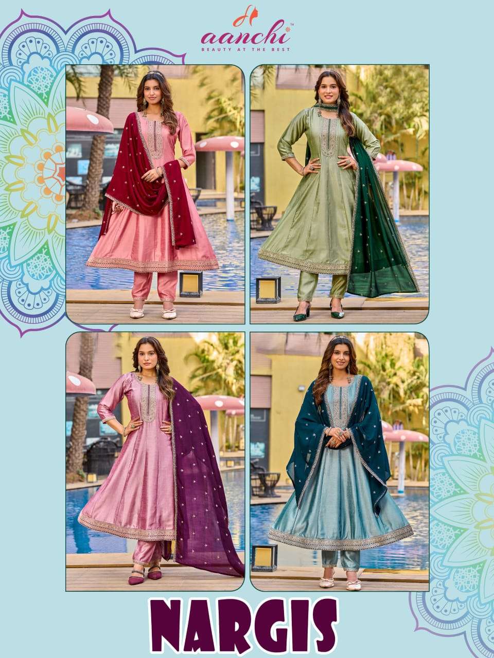 AANCHI NARGIS Vichitra Silk Salwar Suit Set Wholesale Surat - Amrah Wholesale