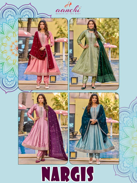 AANCHI NARGIS Vichitra Silk Salwar Suit Set Wholesale Surat - Amrah Wholesale