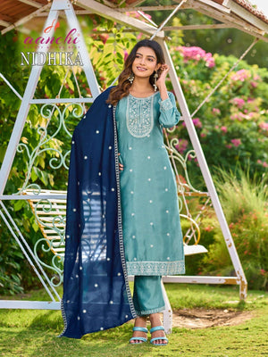Aanchi Nidhika Crystal Silk Embroidery Stitched Suit Set - Amrah Wholesale