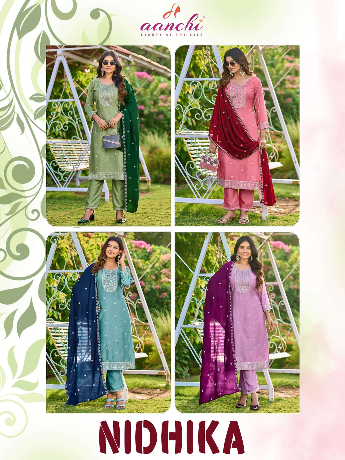 Aanchi Nidhika Crystal Silk Embroidery Stitched Suit Set