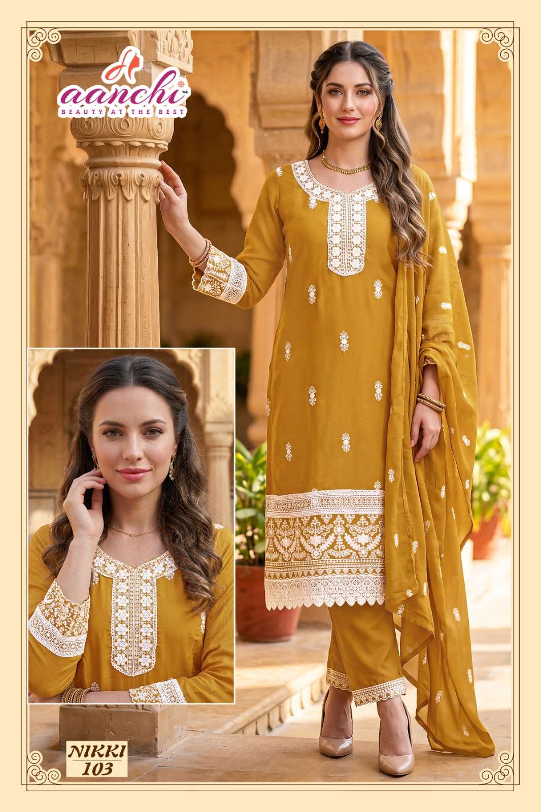 AANCHI NIKKI Organza Embroidered Punjabi Suit Set