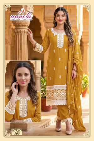 AANCHI NIKKI Organza Embroidered Punjabi Suit Set