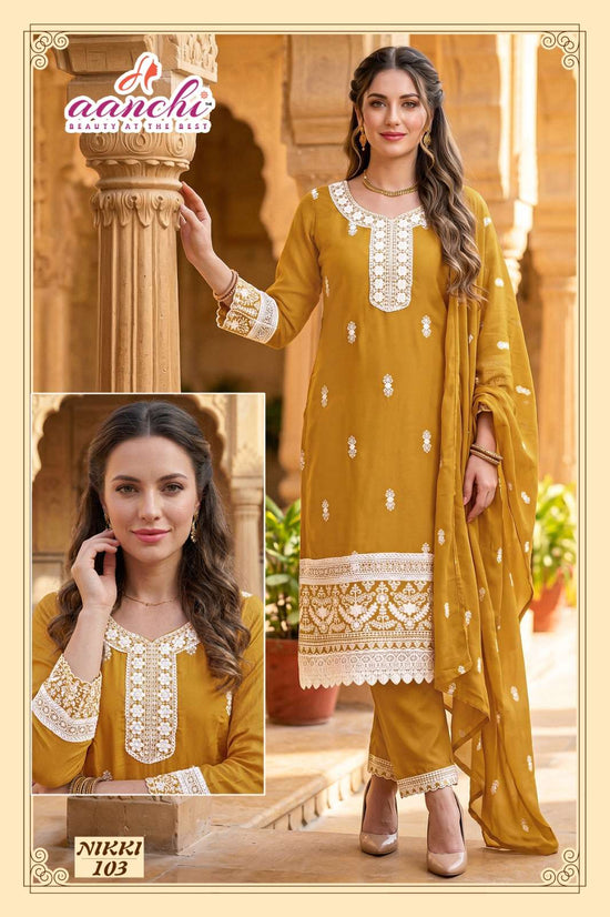 AANCHI NIKKI Organza Embroidered Punjabi Suit Set