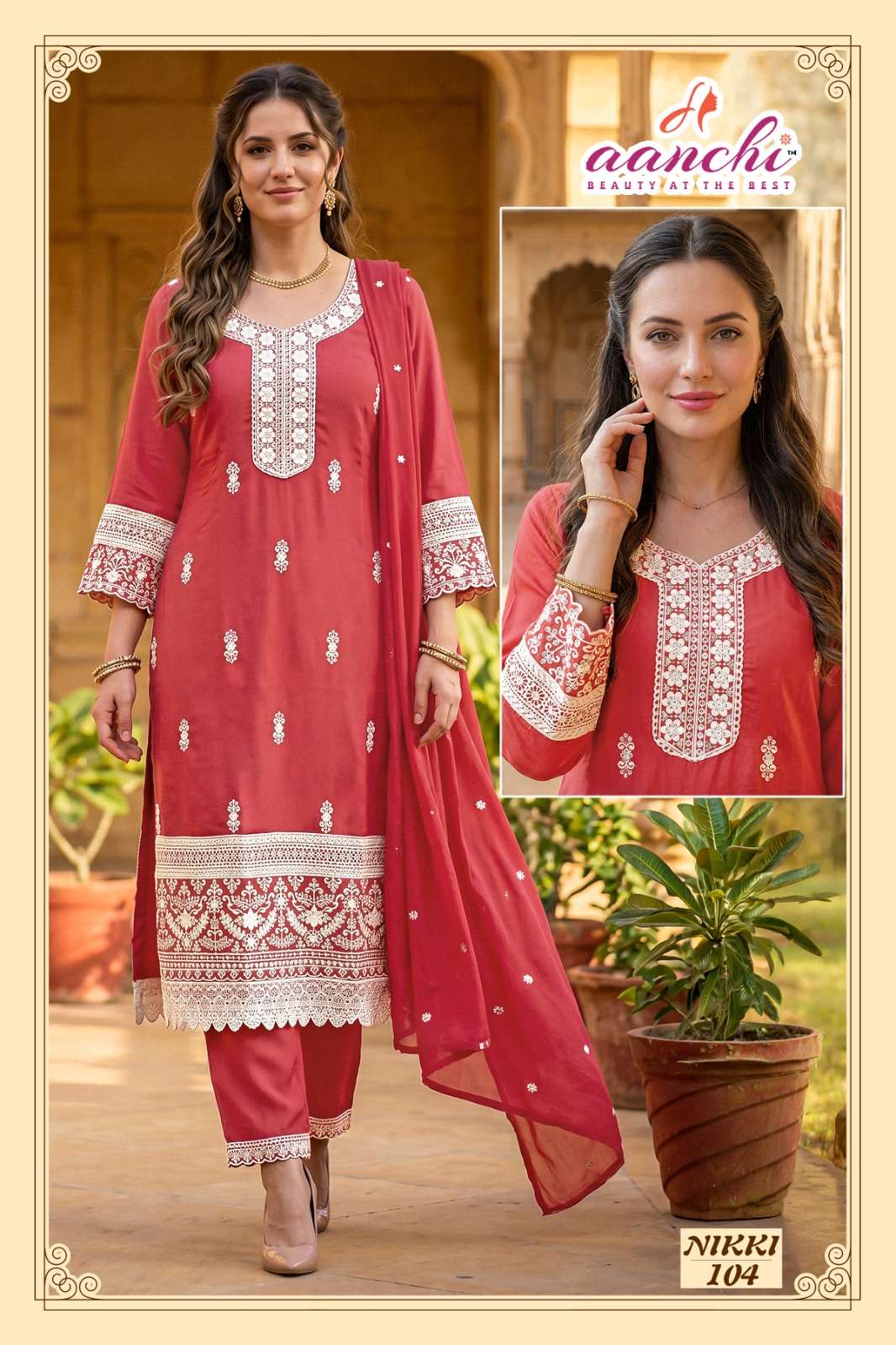 AANCHI NIKKI Organza Embroidered Punjabi Suit Set