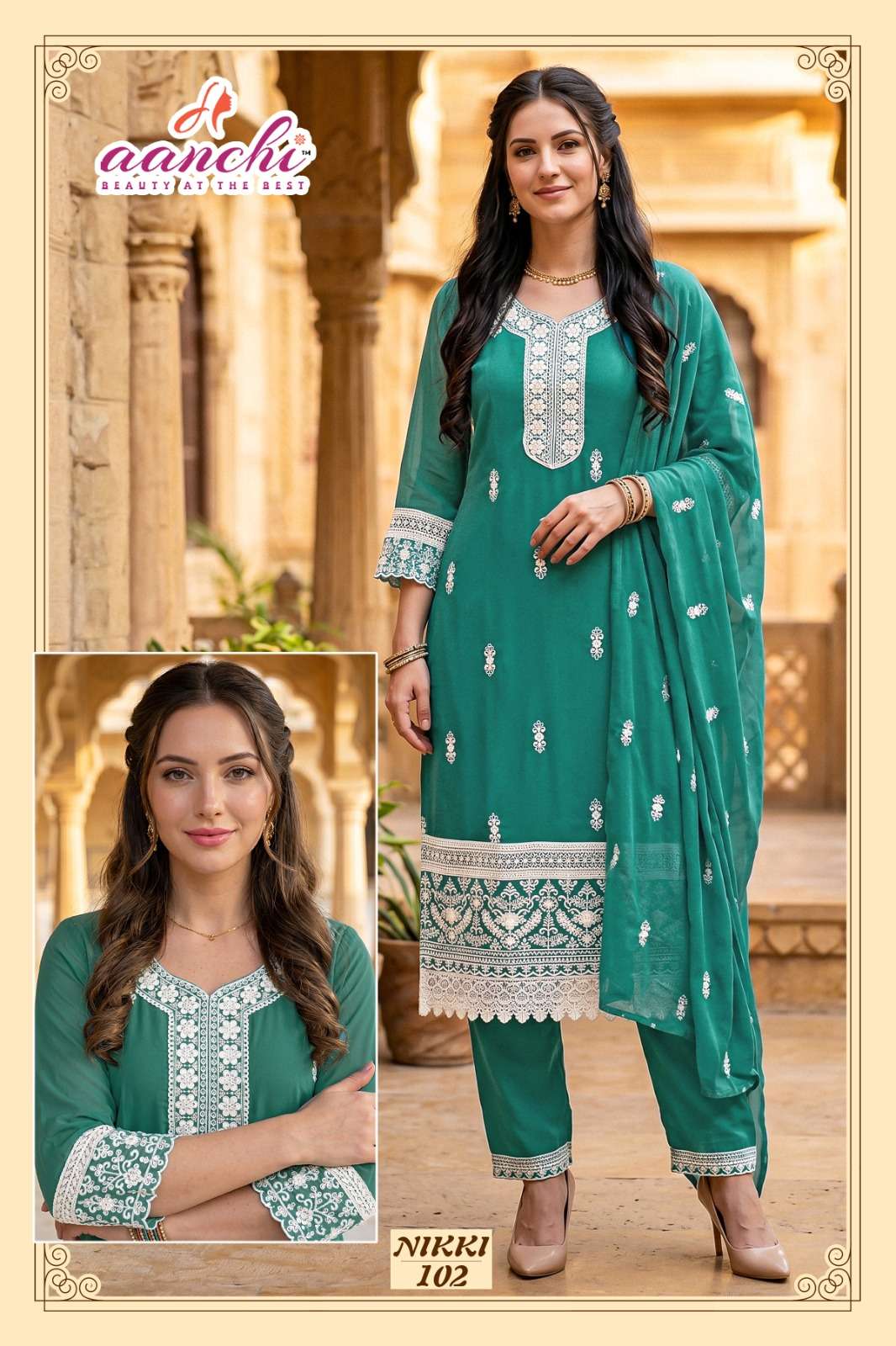 AANCHI NIKKI Organza Embroidered Punjabi Suit Set