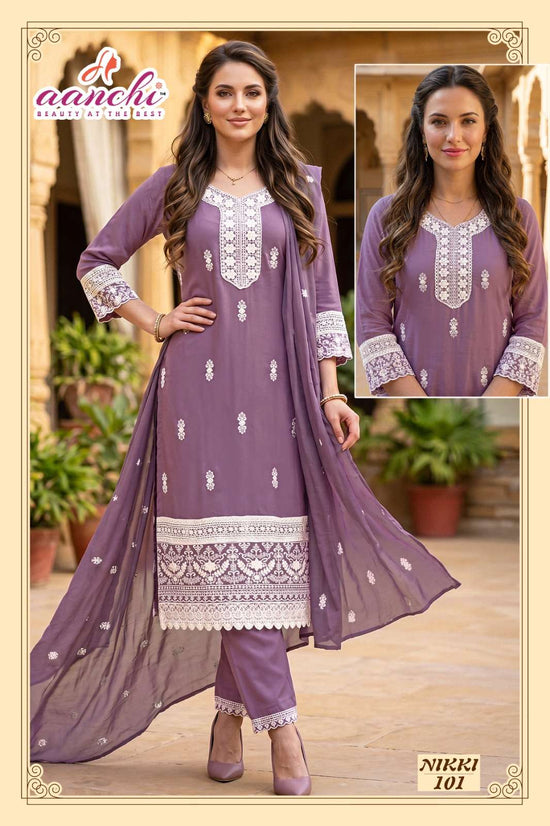 AANCHI NIKKI Organza Embroidered Punjabi Suit Set