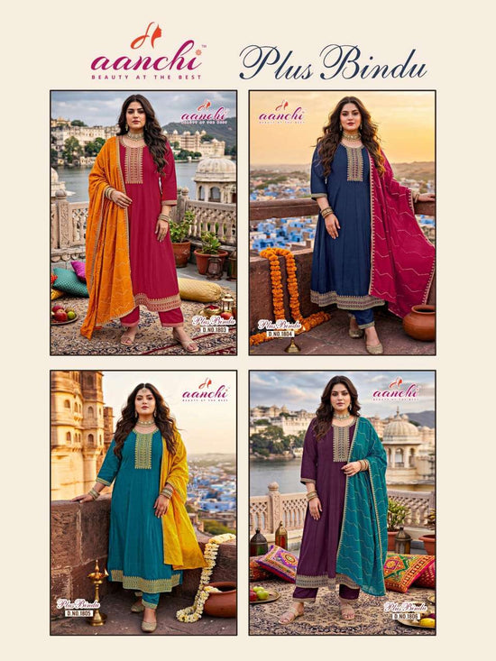 Aanchi Plus Bindu Vichitra Silk Dress Material - Amrah Wholesale