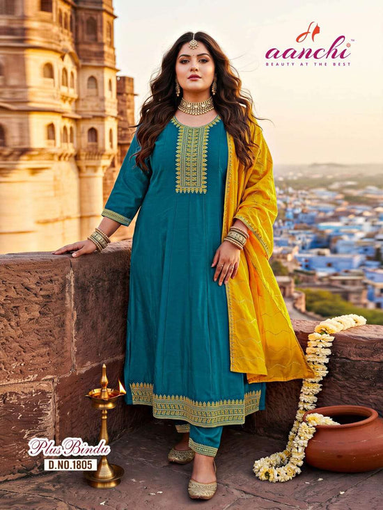 Aanchi Plus Bindu Vichitra Silk Dress Material - Amrah Wholesale