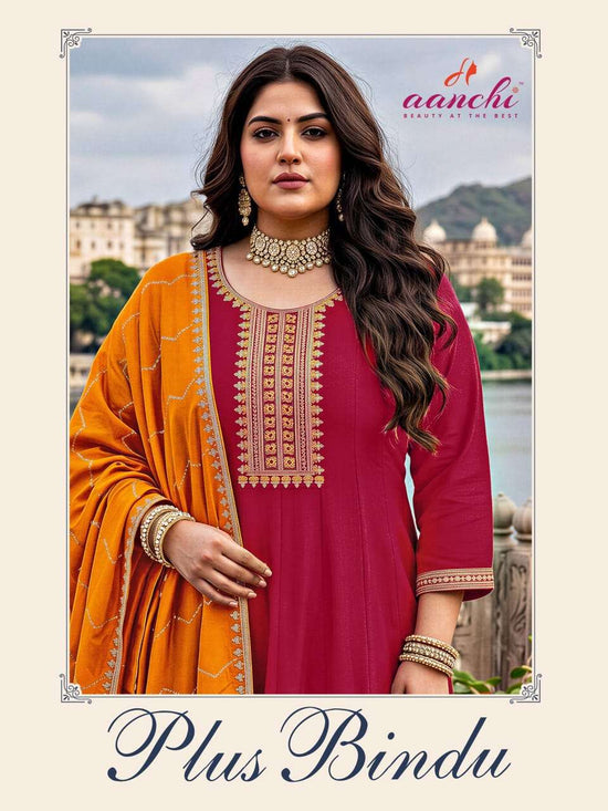 Aanchi Plus Bindu Vichitra Silk Dress Material - Amrah Wholesale