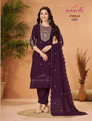 AANCHI POOJA Roman Silk Salwar Suit Set - Amrah Wholesale
