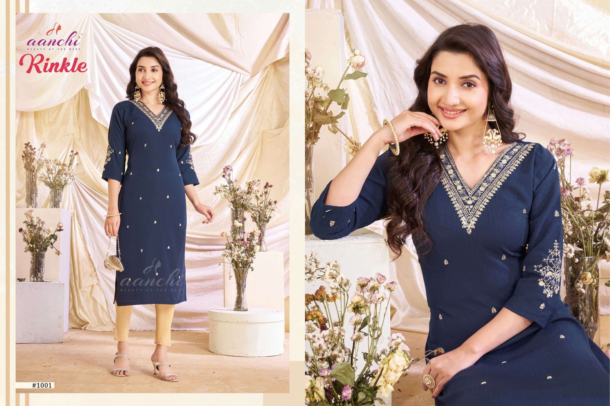 Aanchi Rinkle Fancy Kurti Set