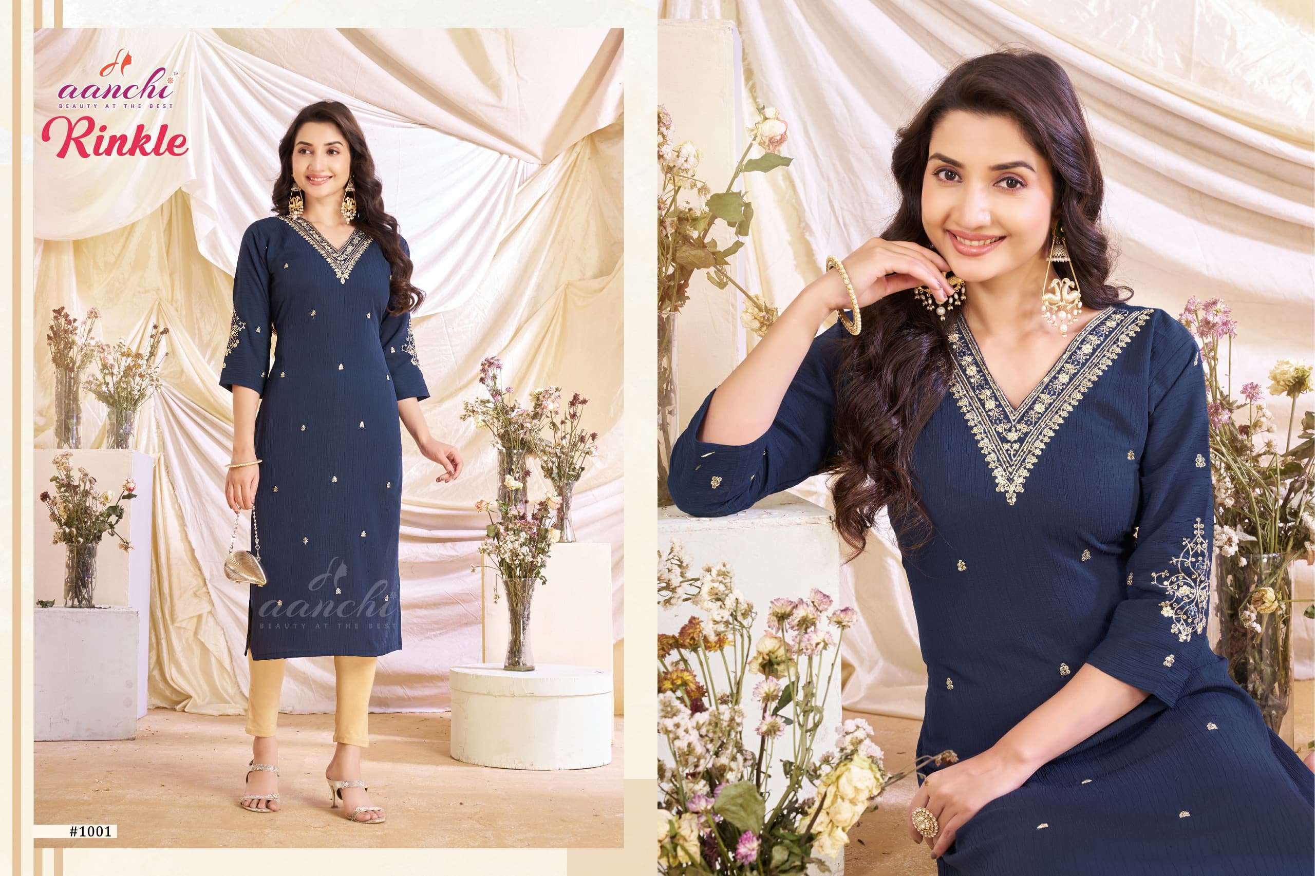 Aanchi Rinkle Fancy Kurti Set