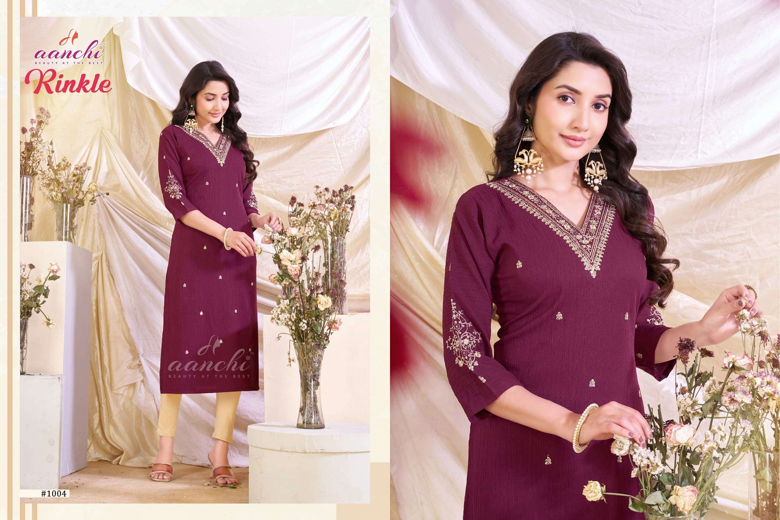 Aanchi Rinkle Fancy Kurti Set