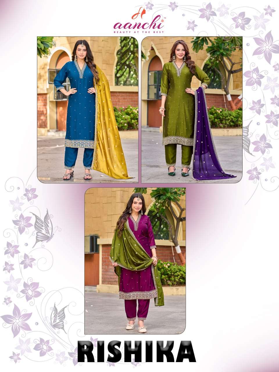 Aanchi Rishika Vichitra Silk Stitched Punjabi Suit Set - Amrah Wholesale