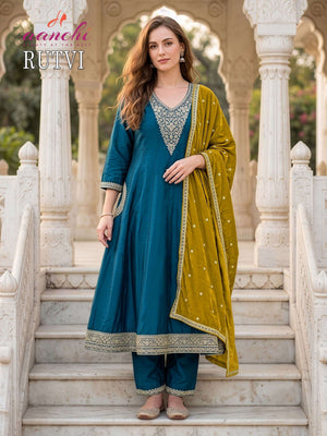 Aanchi Rutvi Vichitra Silk Sequence Work Readymade Salwar Suit