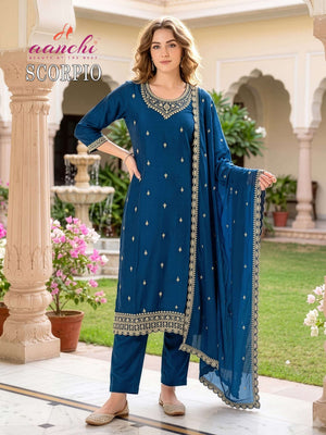 Aanchi Scorpio NX Coral Silk Ready To Wear Salwar Suit