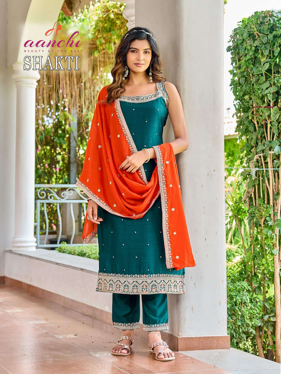 Aanchi Shakti Vichitra Silk Premium Stitched Suit Set
