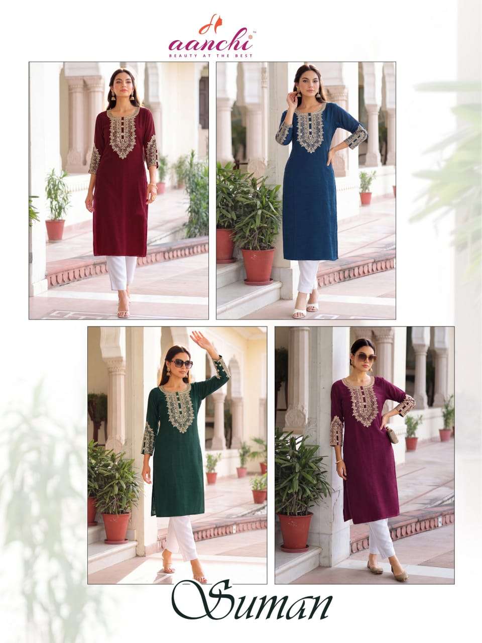 Aanchi Suman Fancy Printed Stitched Kurti Pant Set - Amrah Wholesale