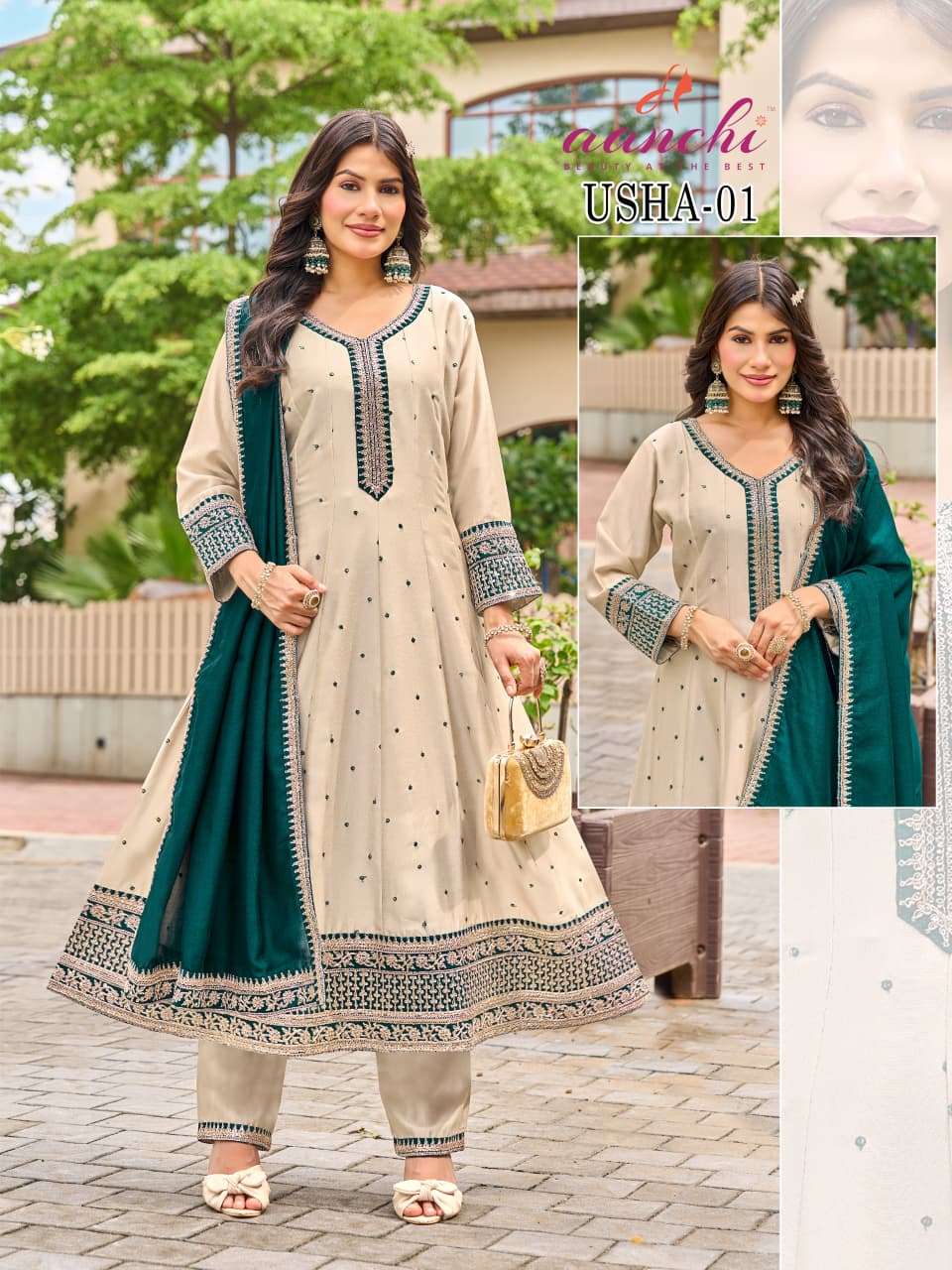 Aanchi Usha  Vichitra Silk Suit