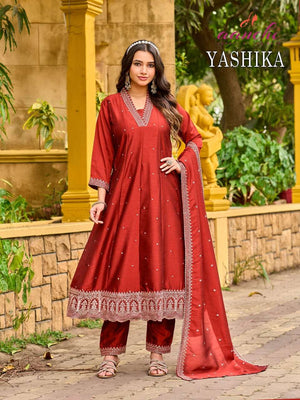 Aanchi Yashika Vichitra Silk Anarkali Dress Set