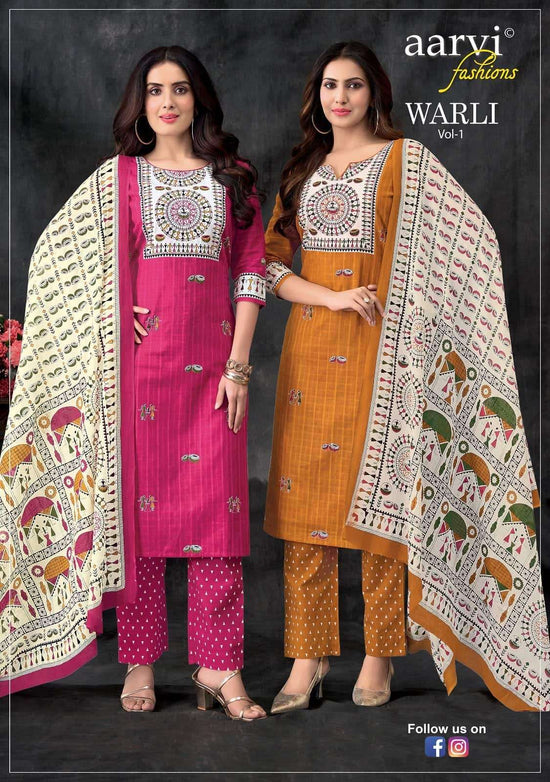 Aarvi Fashion Warli Vol 1 Pure Cotton Salwar Suit Set