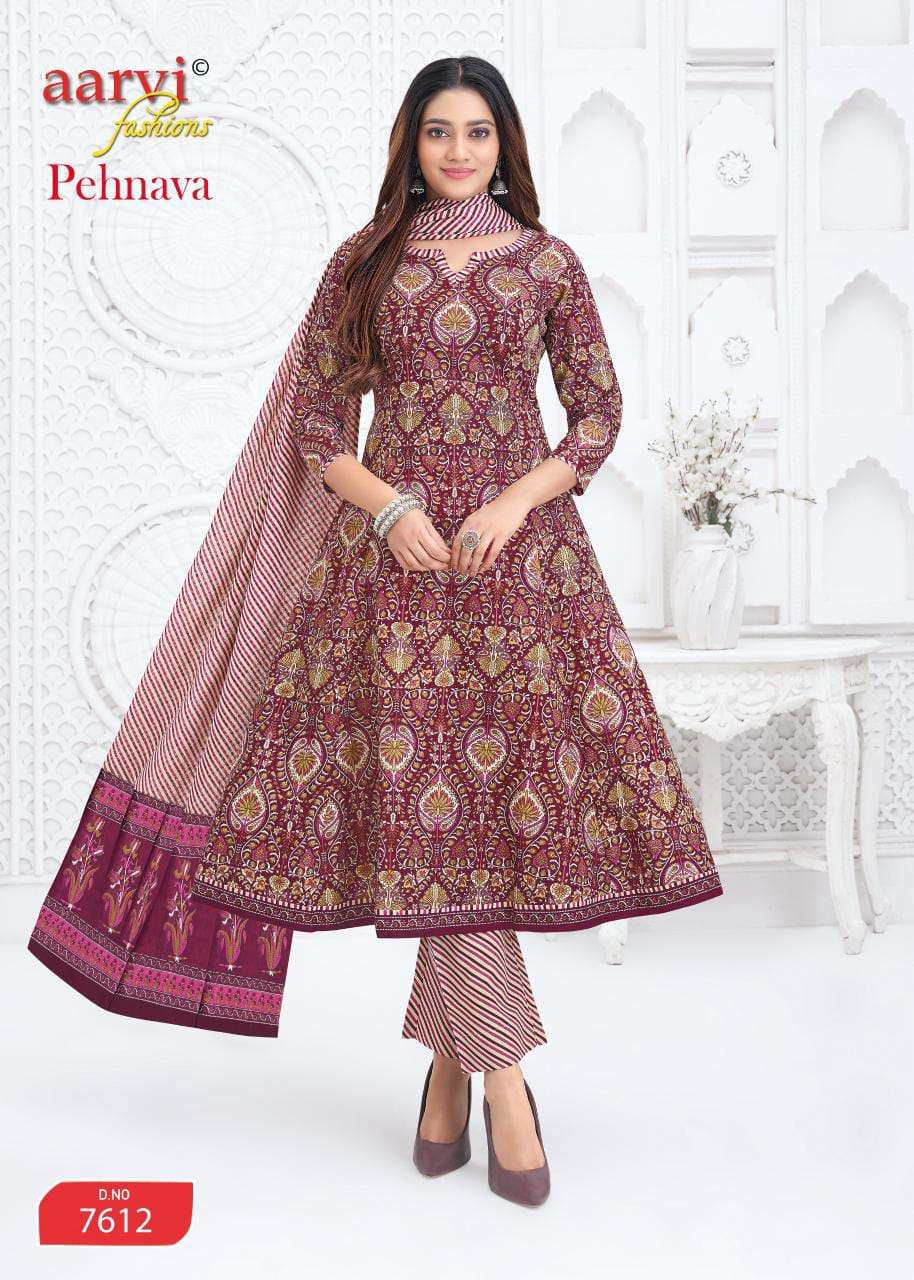 Aarvi Pehnava Vol 2 Cambric Cotton Printed Anarkali Suit Set