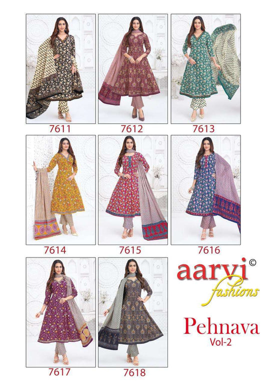 Aarvi Pehnava Vol 2 Cambric Cotton Printed Anarkali Suit Set