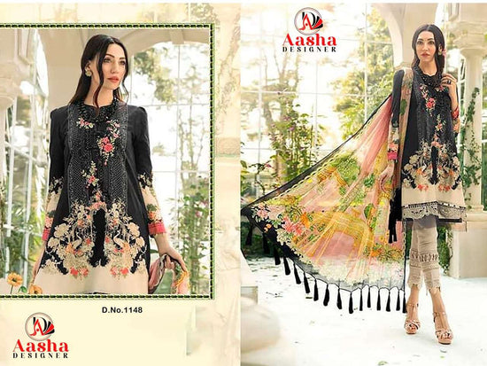 Aasha 1148 Pure Cotton Printed Embroidered Dress Material