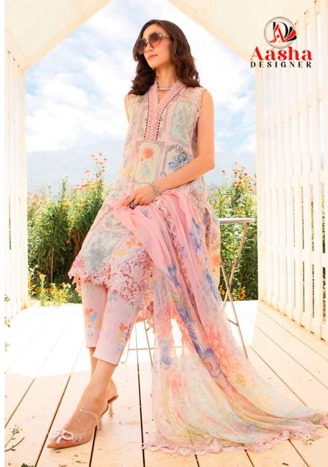 Aasha Designer Aasha 1152 Heavy Cotton Self Embroidery Dress Material