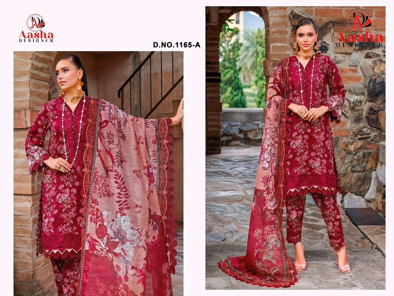 AASHA 1165 Pure Cotton Printed Embroidery Pakistani Suit