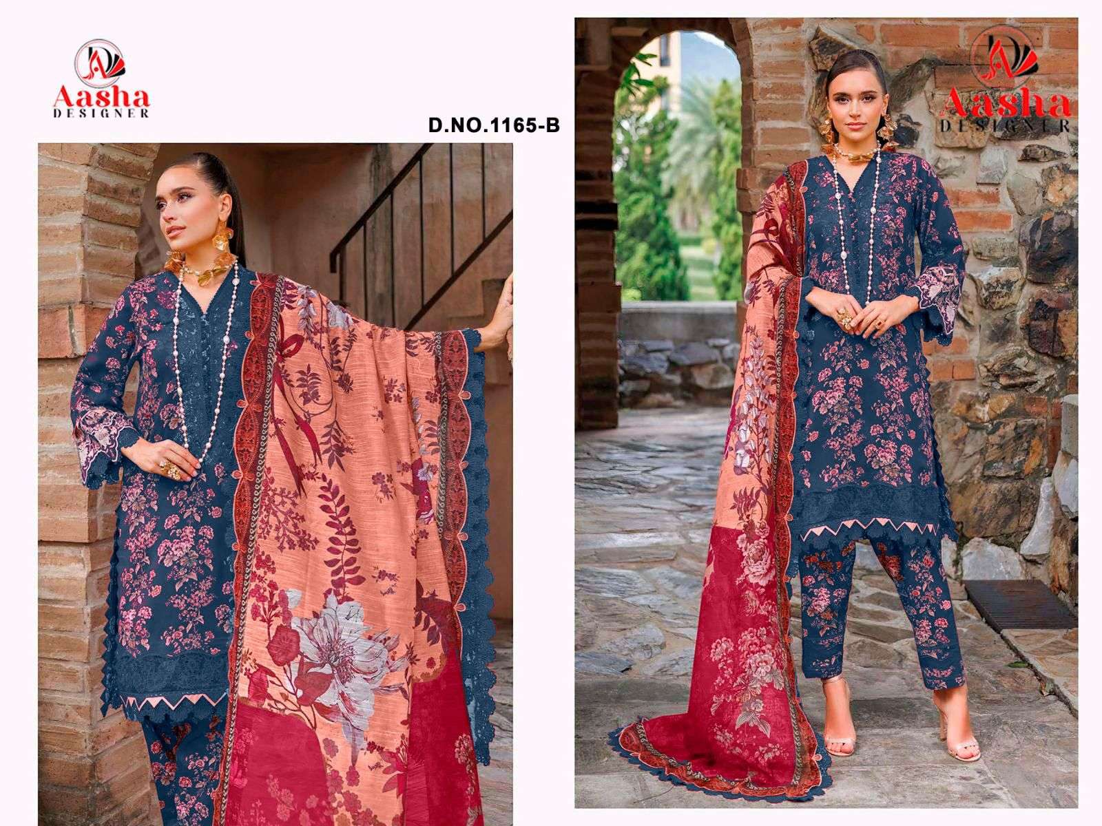 AASHA 1165 Pure Cotton Printed Embroidery Pakistani Suit