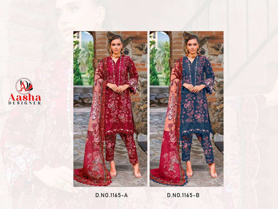 AASHA 1165 Pure Cotton Printed Embroidery Pakistani Suit