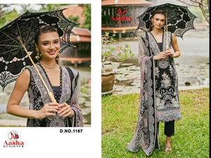 Aasha Designer 1167 Cotton Embroidered Pakistani Suit