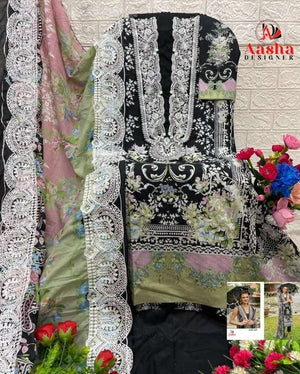 Aasha Designer 1167 Cotton Embroidered Pakistani Suit