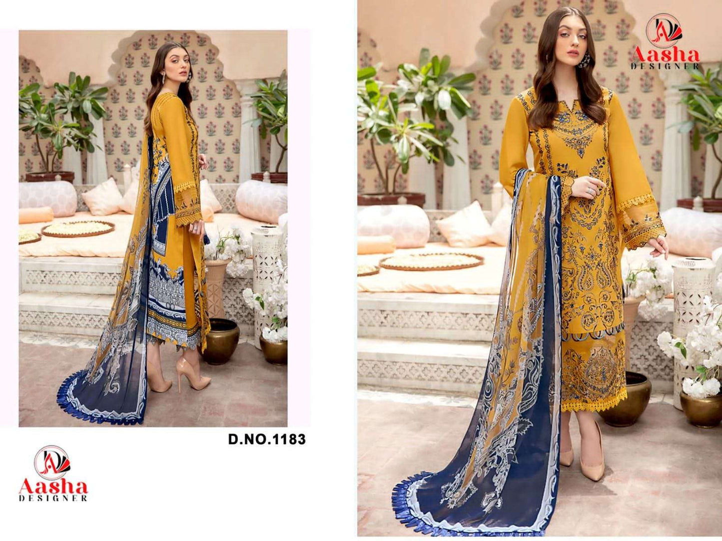 Aasha 1183 Pure Cotton Embroidery Pakistani Suit - Amrah Wholesale