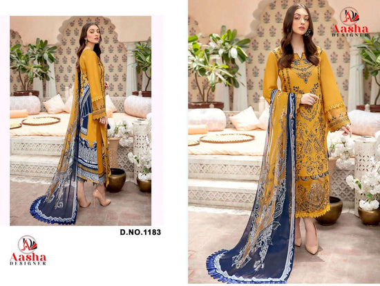 Aasha 1183 Pure Cotton Embroidery Pakistani Suit - Amrah Wholesale