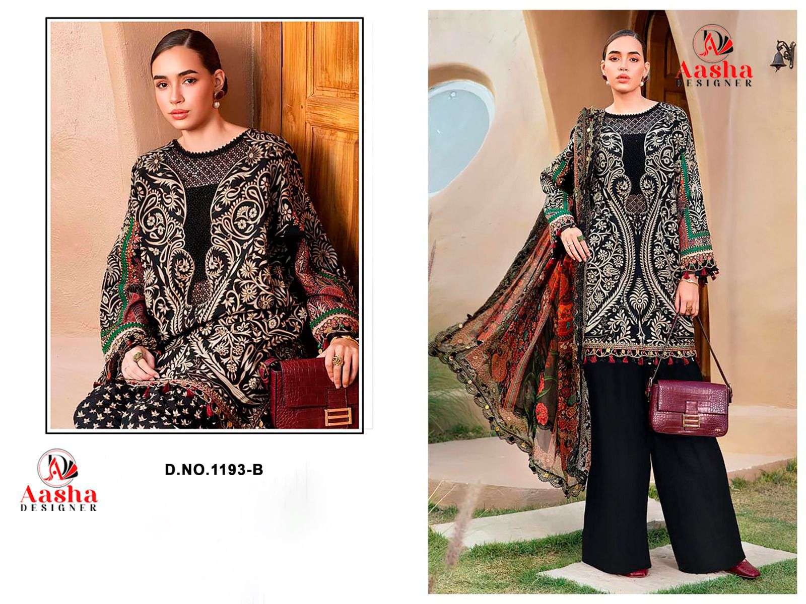 AASHA 1193 Cotton Embroidered Pakistani Suit