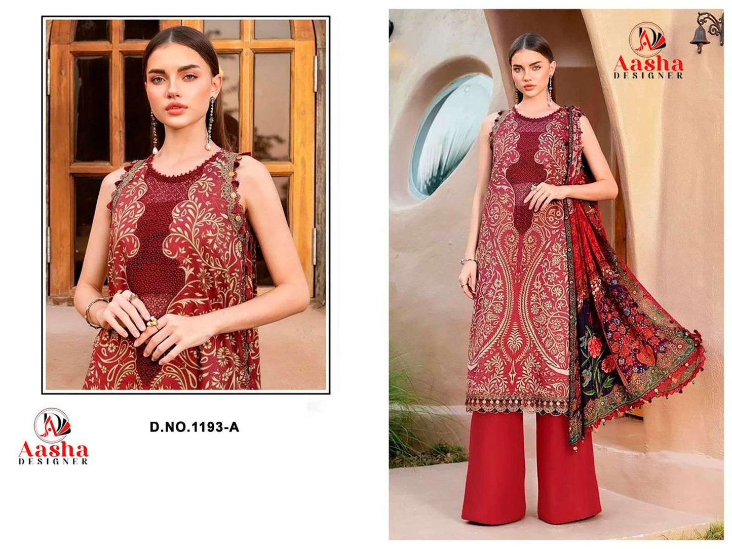 AASHA 1193 Cotton Embroidered Pakistani Suit