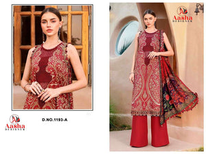 AASHA 1193 Cotton Embroidered Pakistani Suit