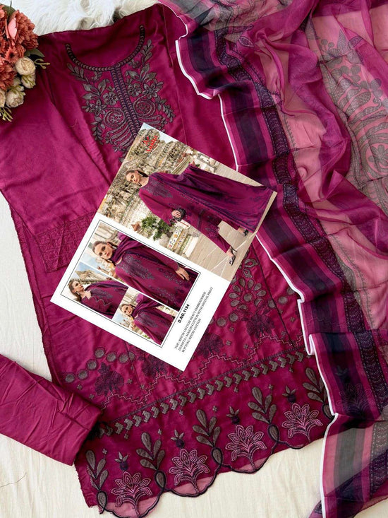 Aasha 1194 Rayon Cotton Embroidery Unstitched Pakistani Suit
